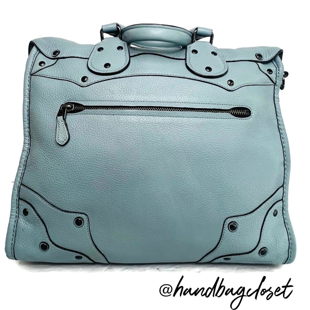 Coach Elevated Rhyder 33 Cornflower Blue Pebbled Suede Leather Shoulder Bag - Picture 4 of 16